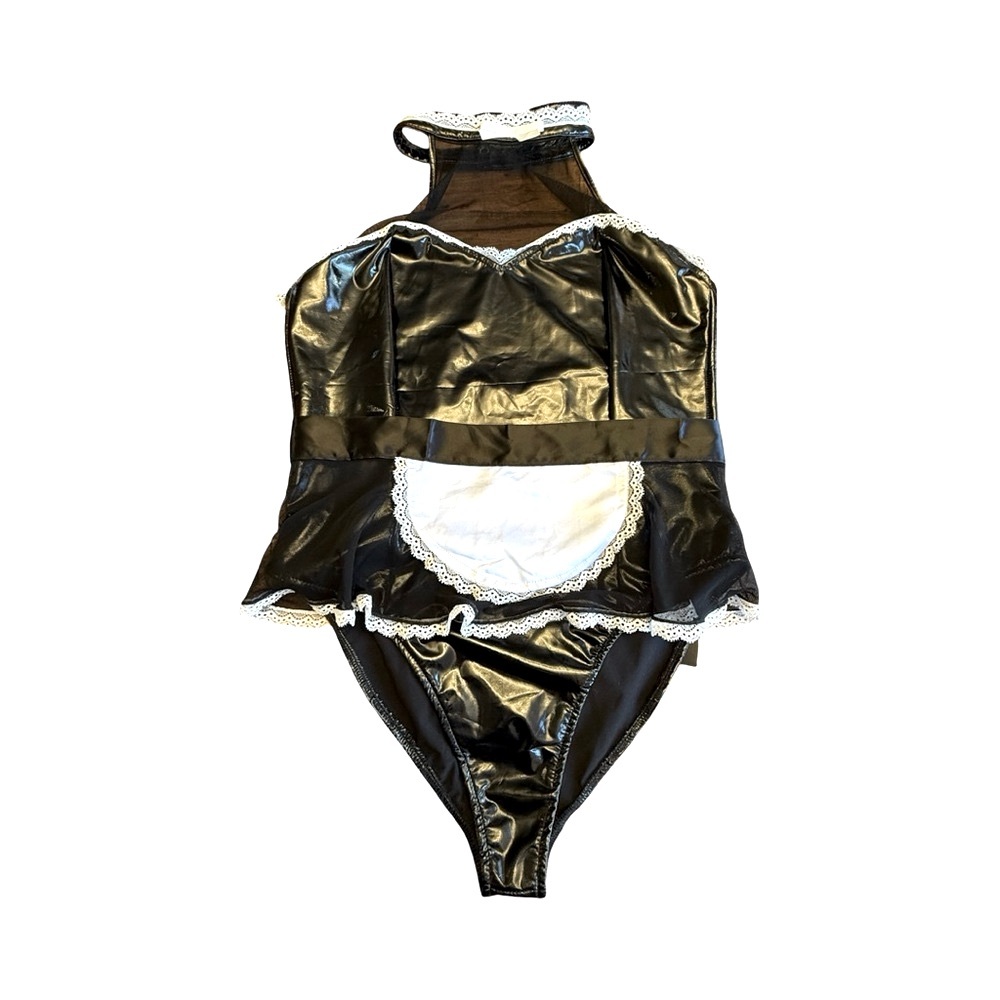 ๐ค Fetish French Fantasy Bodysuit โ Vinyl Lace Cosplay Maid ๐ค - Picture 4 of 15